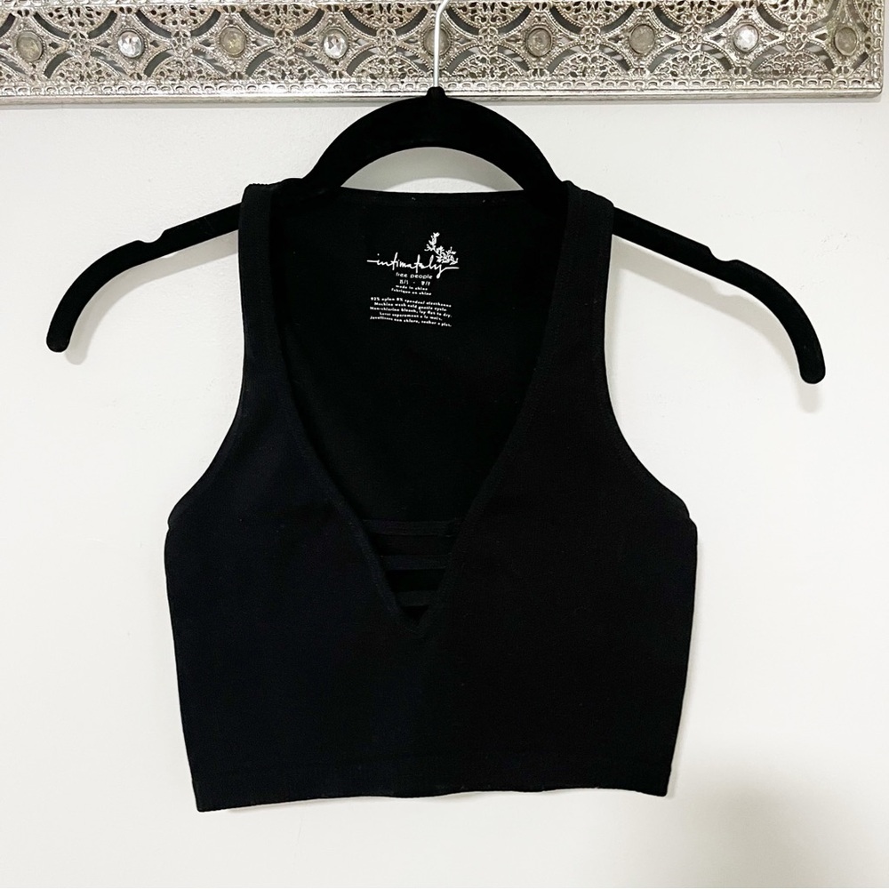 Free People Black Ribbed Sports Bra XS/S